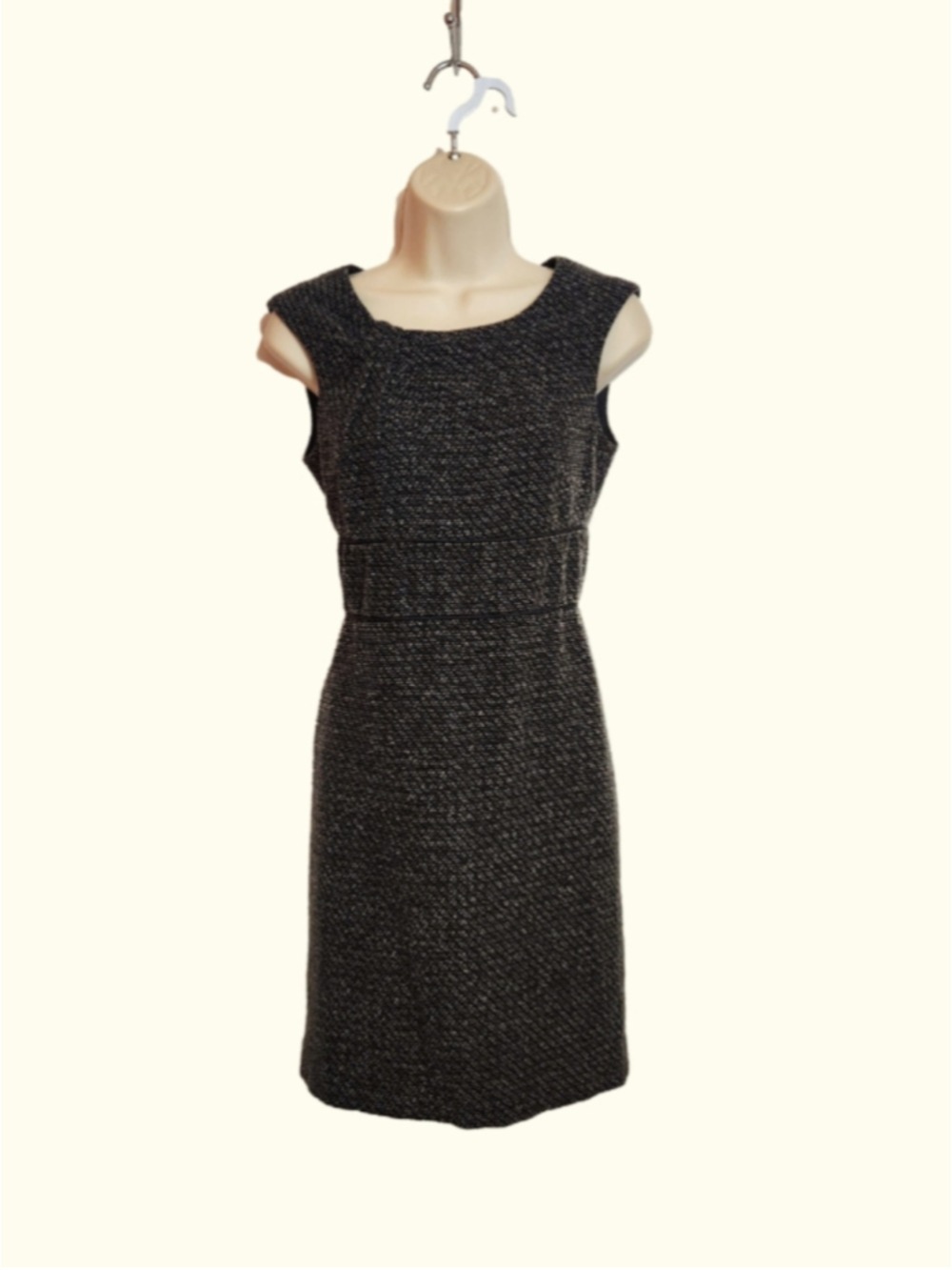 Ann Taylor LOFT Black and White Tweed Front Pleat Career Sheath Dress 2 Petite - Picture 1 of 10